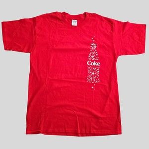Vintage Coca Cola Coke Bubbles Bottle Tee Red Size L Men's T-Shirt Gildan Ultra